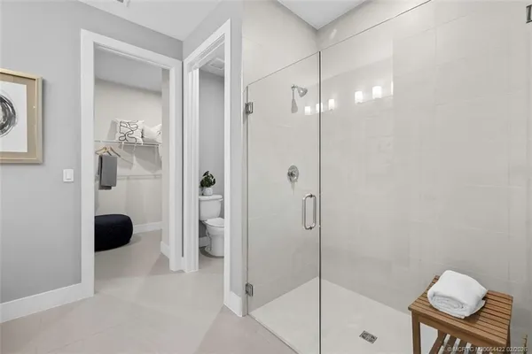 a view of hallway with closet