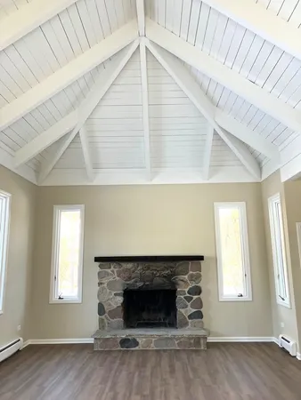 an empty room with windows