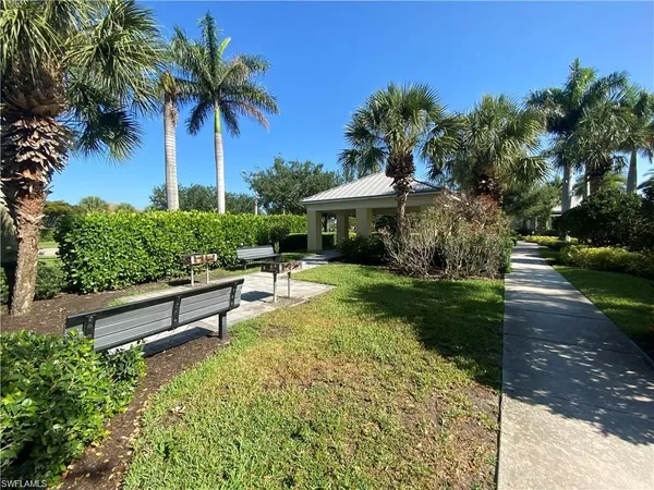 a view of outdoor space with trees all around