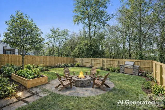 a backyard of a house with trees and houses