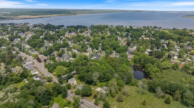a view of a city with an ocean