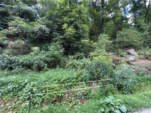 an aerial view of residential house with outdoor space and trees all around