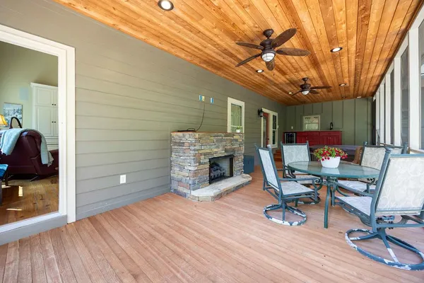 a view of a swimming pool with a patio