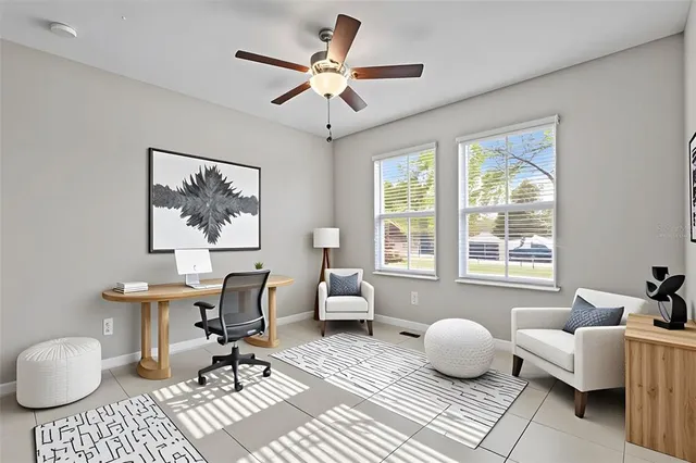a living room with furniture and a window