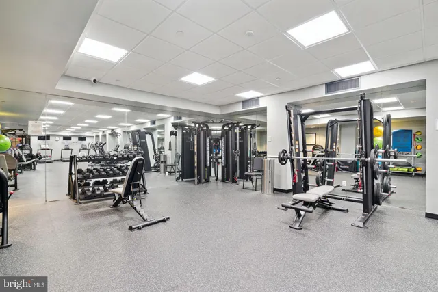 a view of a room with gym equipment