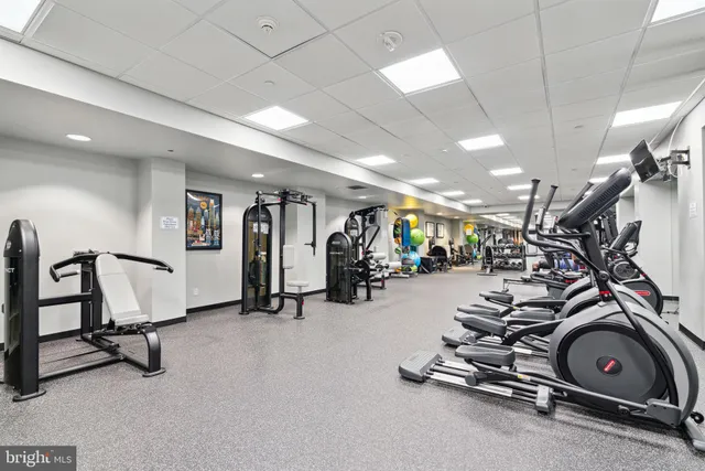 a view of a room with gym equipment