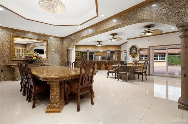 a view of a dining area with furniture