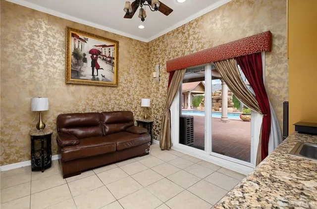 a living room with furniture