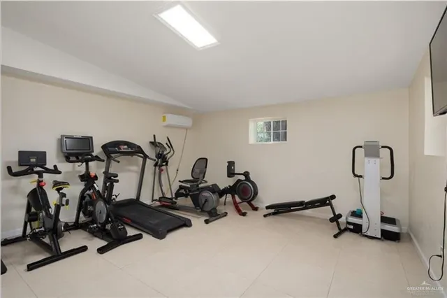 a view of a room with gym equipment