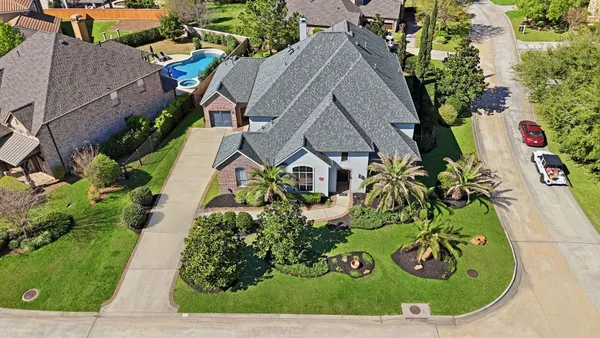 an aerial view of a house