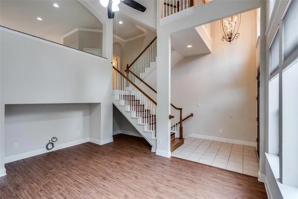 a view of entryway with wooden floor
