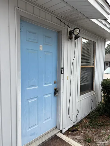 a view of wooden door