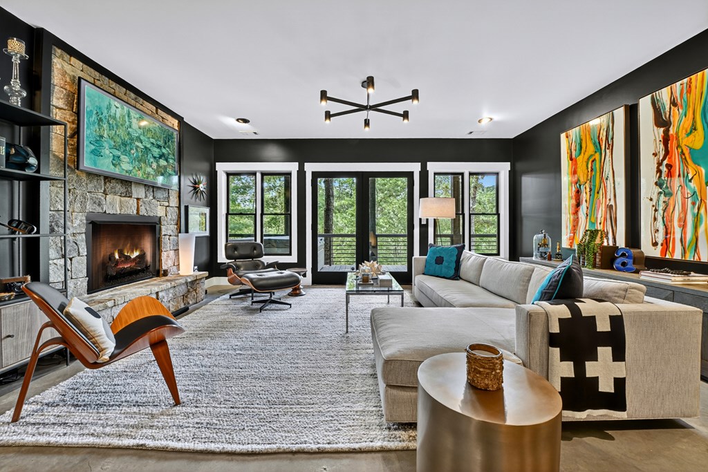 141 Long View Lane Blue Ridge, GA 30513 - Photo 40 of 61 a living room with furniture large window and flat screen tv