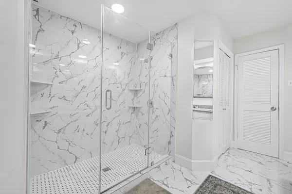 a bathroom with a shower