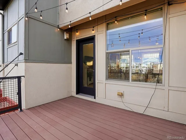 a view of a porch of a house