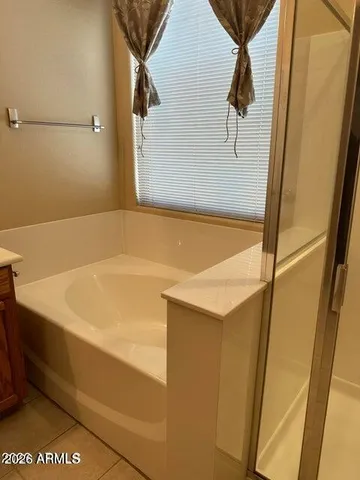 a bathroom with a bathtub