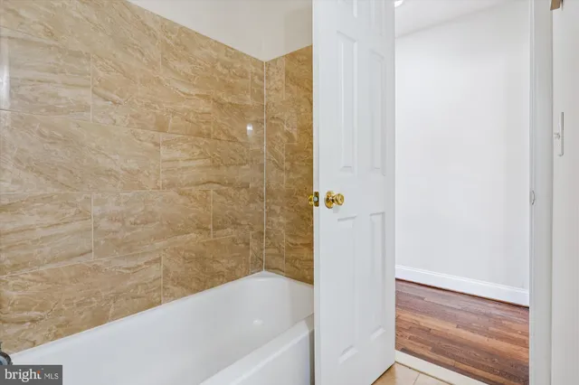 a bathroom with a bathtub