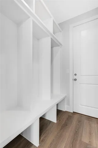 a view of an empty walk in closet