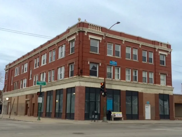 a front view of a building