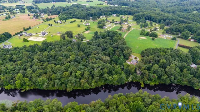 a view of a lake with a park