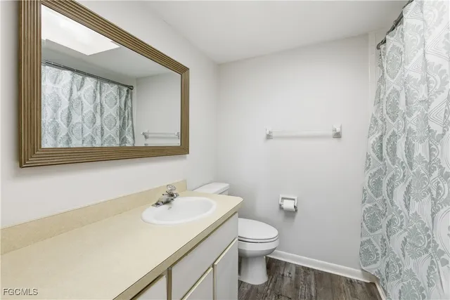 a bathroom with a sink toilet and mirror