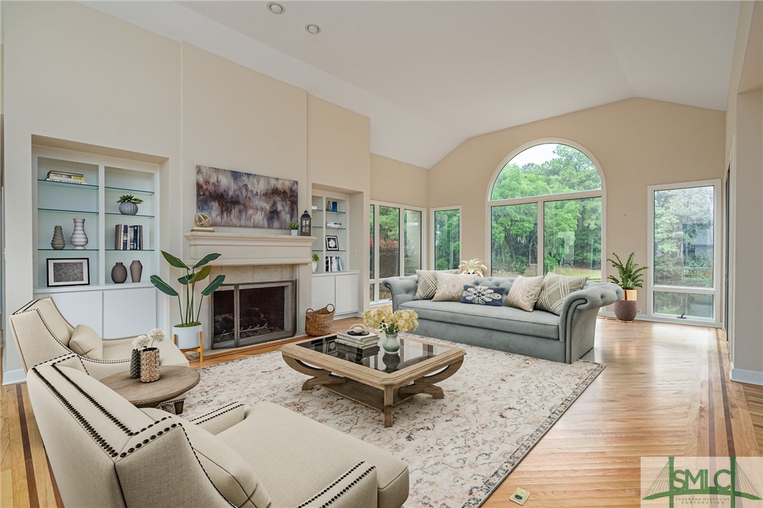 Virtually staged Living Room.