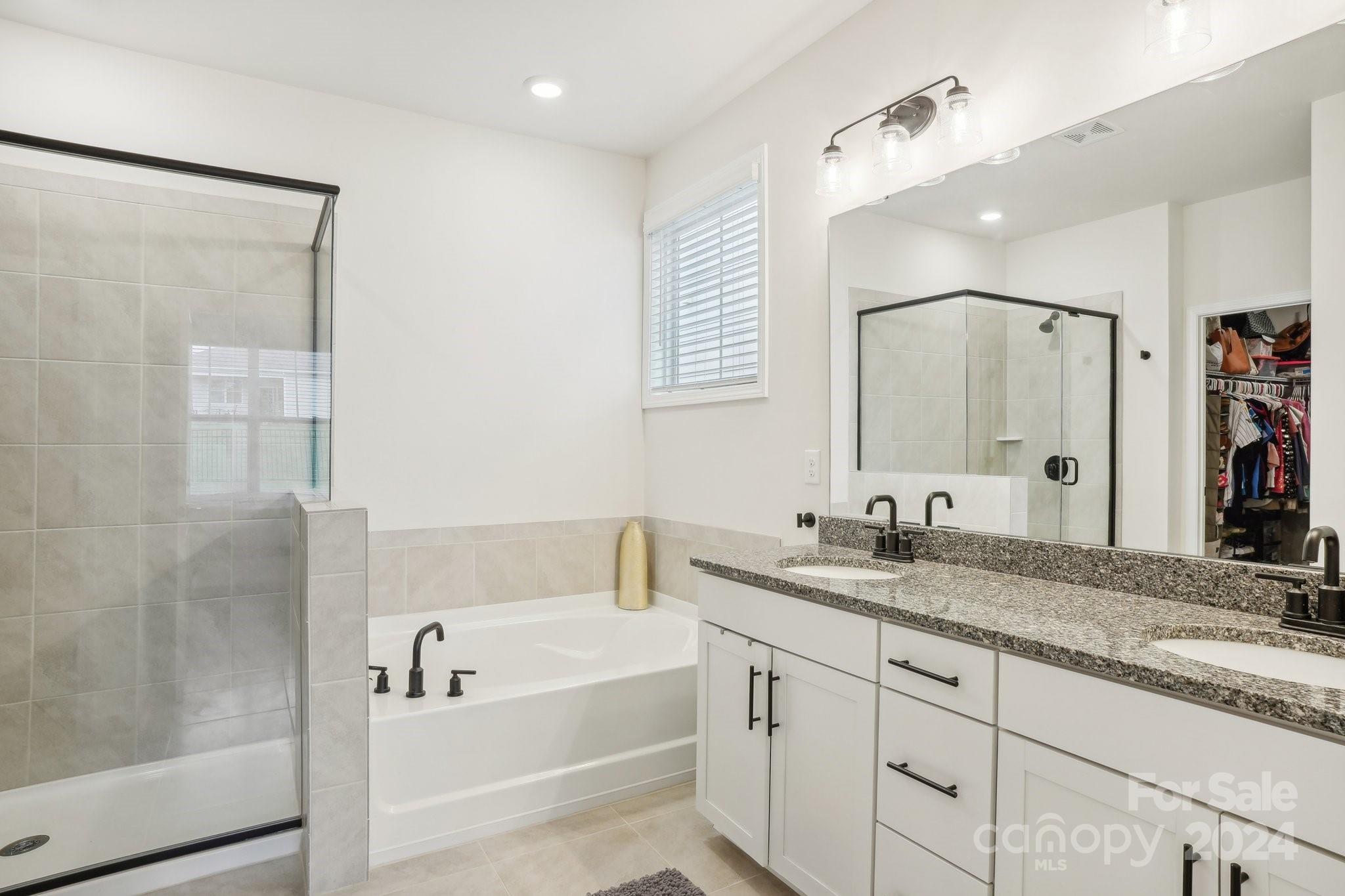 4203 Millstream Road Denver, NC 28037 - Photo 12 of 31 a bathroom with a granite countertop sink mirror and a bath tub