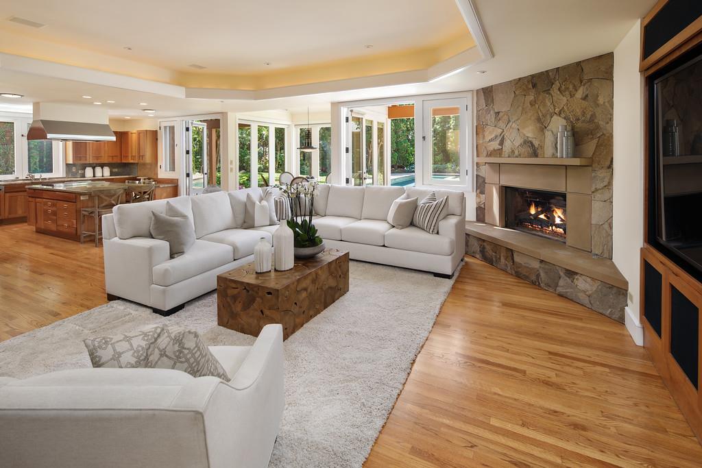 10 Faxon Forest Atherton, CA 94027 - Photo 6 of 16 a living room with furniture and a fireplace