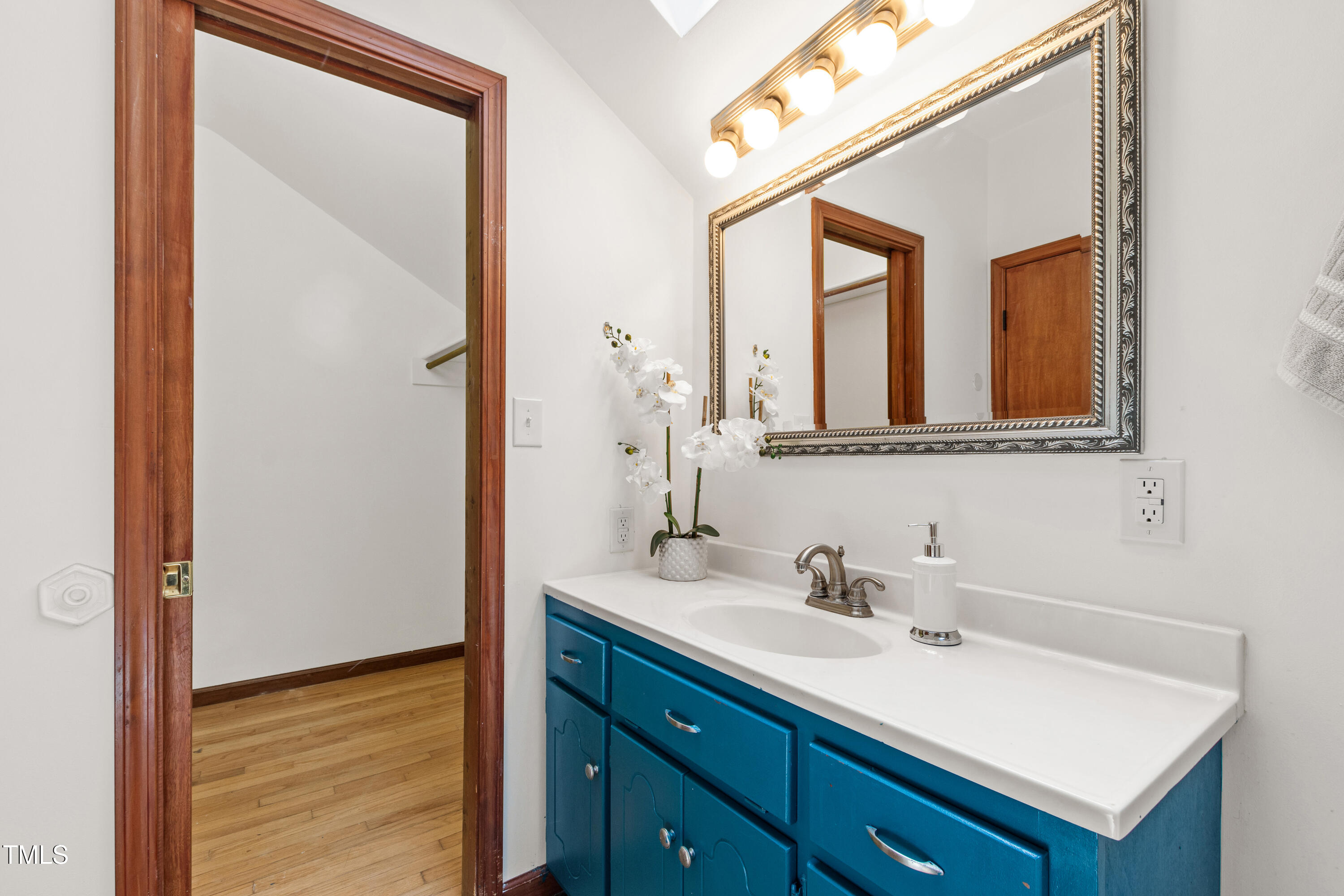 1915 Redding Lane Durham, NC 27712 - Photo 16 of 45 a bathroom with a sink vanity and a mirror