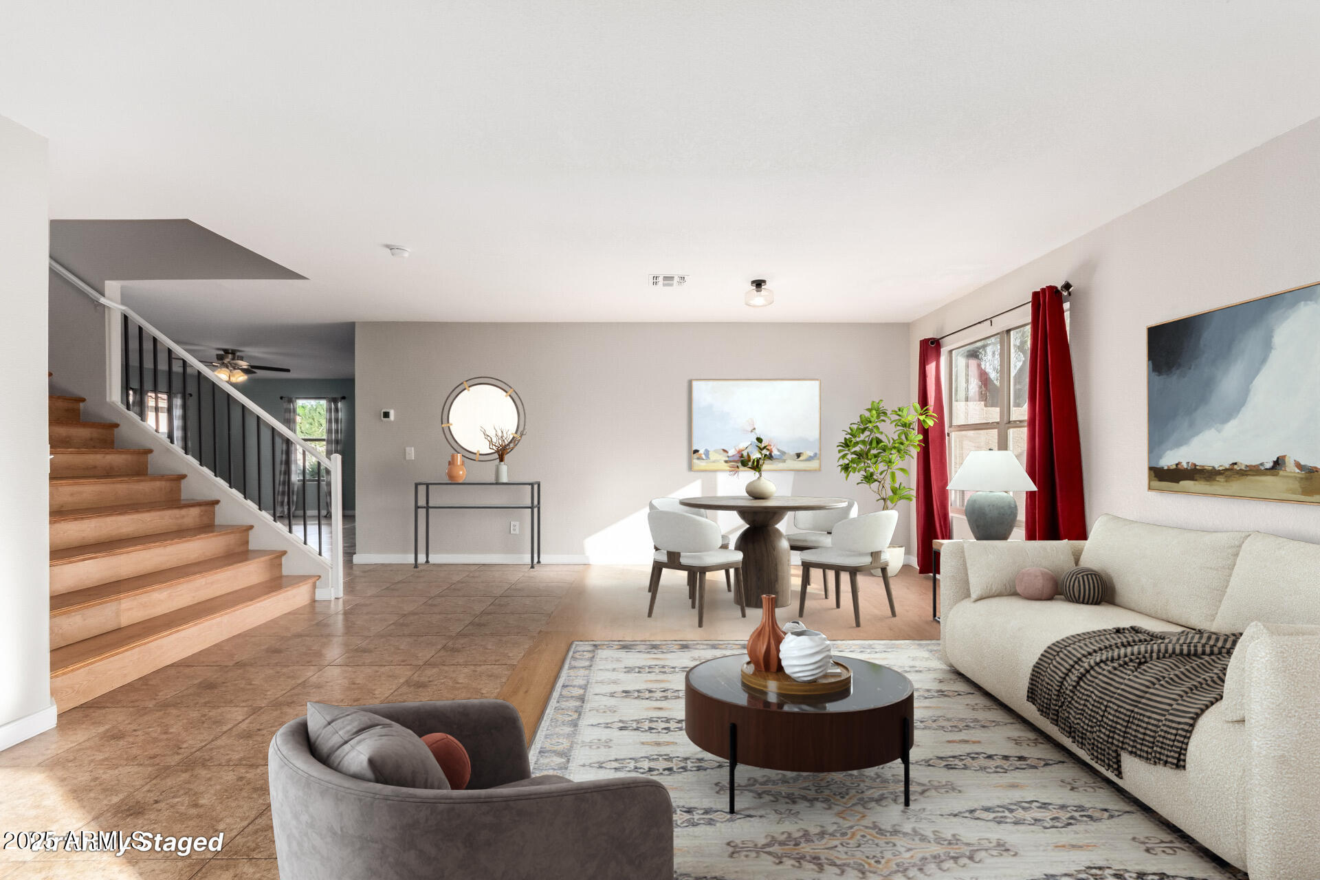 Virtually Staged Formal Living-Dining Ro