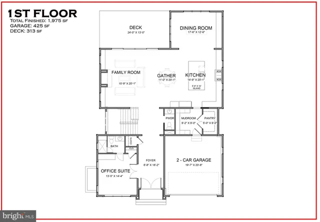 a kitchen with kitchen island a stove a sink and a refrigerator with wooden floor