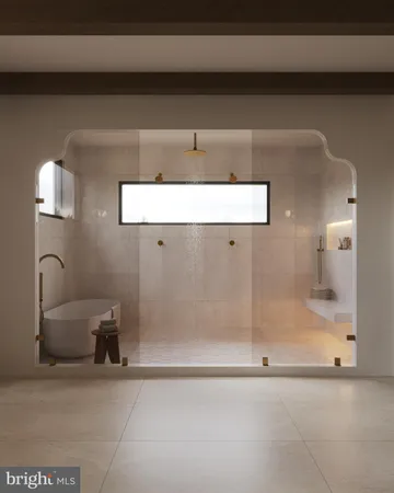 a bathroom with a bathtub