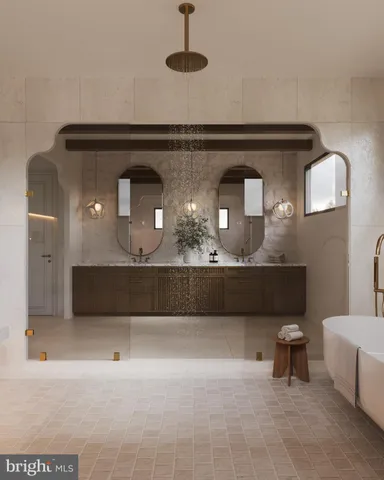 a picture of a bench in front of a building