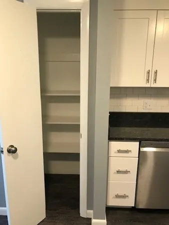 a view of an empty walk in closet