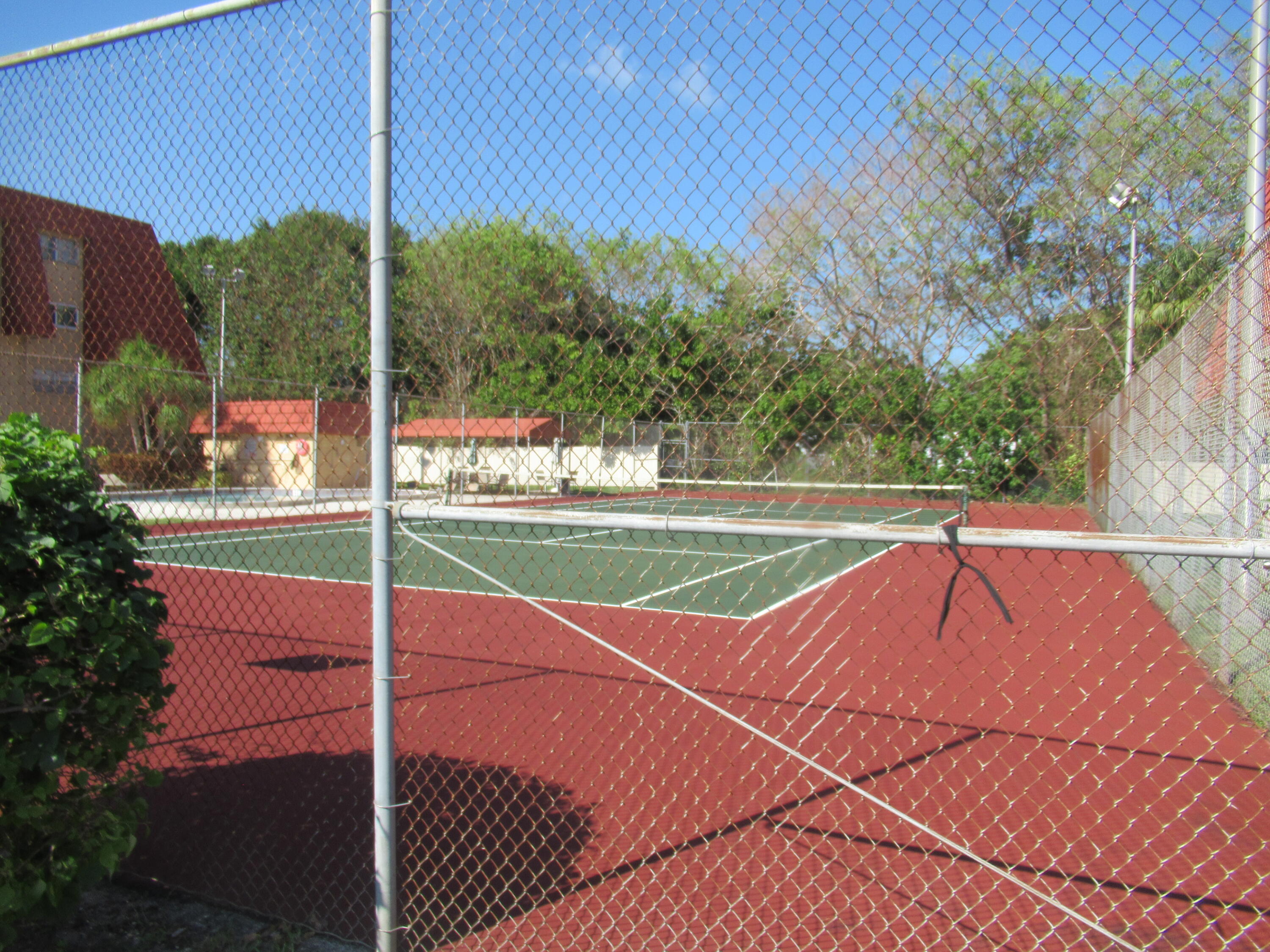 22605 Southwest 66th Avenue, Unit 410 Boca Raton, FL 33428 - Photo 24 of 28 a view of a tennis ground with large trees