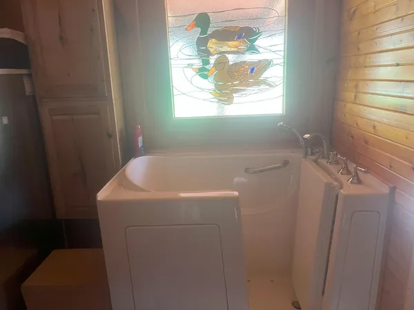 a bedroom with a bed