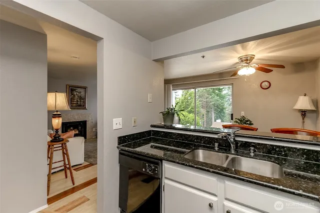 a kitchen with a sink appliances and a window