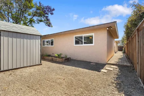 an outdoor space with seating