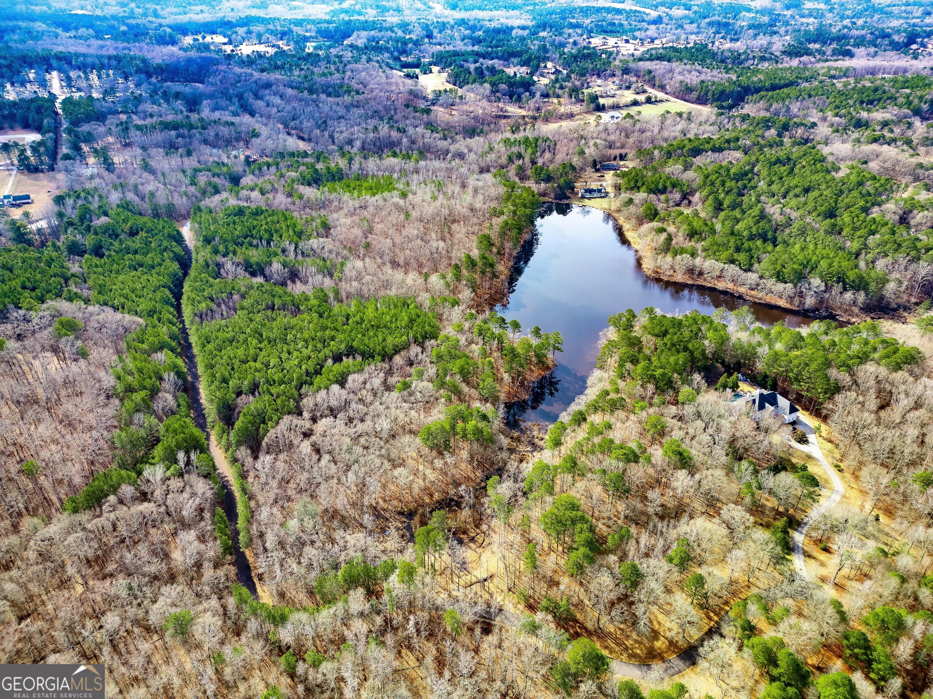 467 Rivers Road Fayetteville, GA 30214 - Photo 6 of 19 an aerial view of a house with a yard and lake view