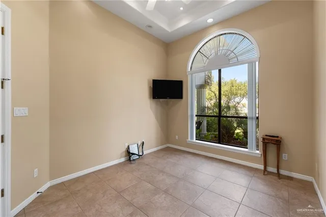 an empty room with entrance door