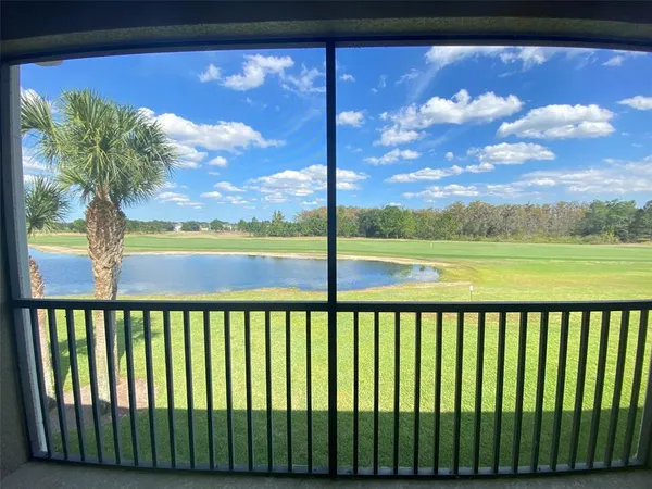 a view of a large pool with a yard