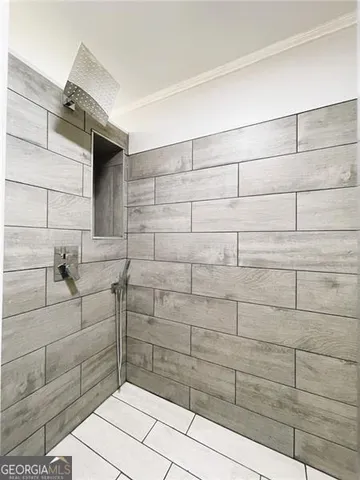 a view of a room with windows