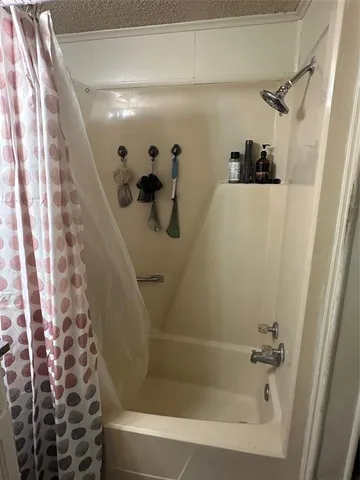 a bathroom with a bathtub