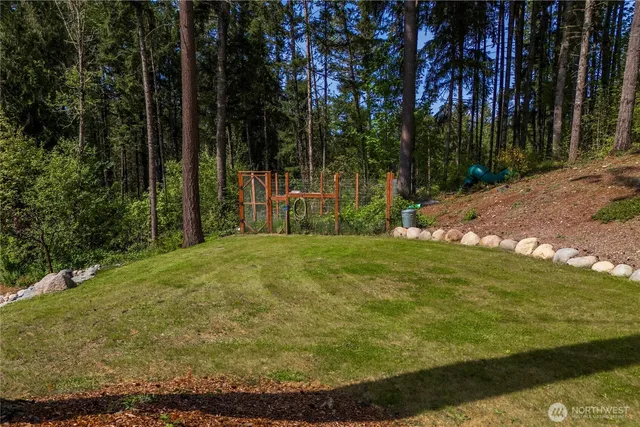 a view of a road with a yard