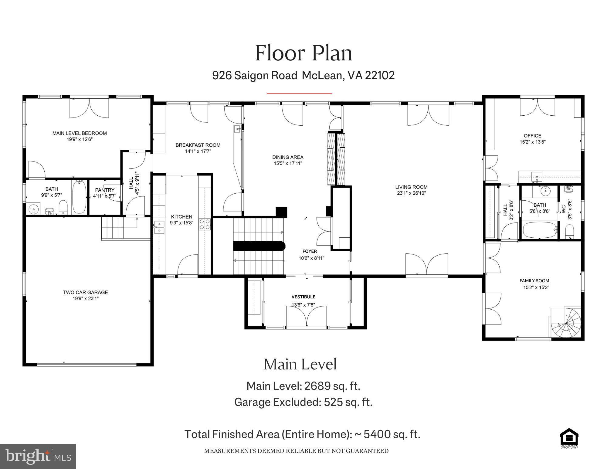 926 Saigon Road McLean, VA 22102 - Photo 52 of 54 Main Level Floor Plan
