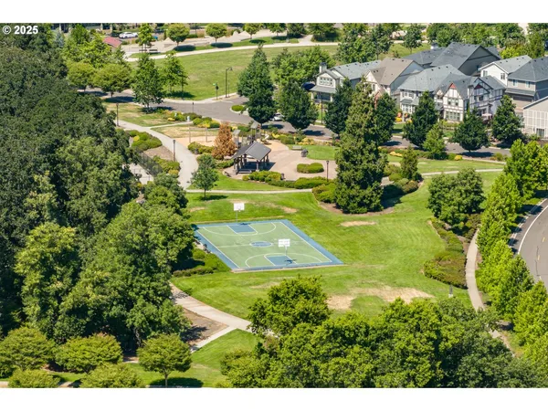 a view of a lake with a yard