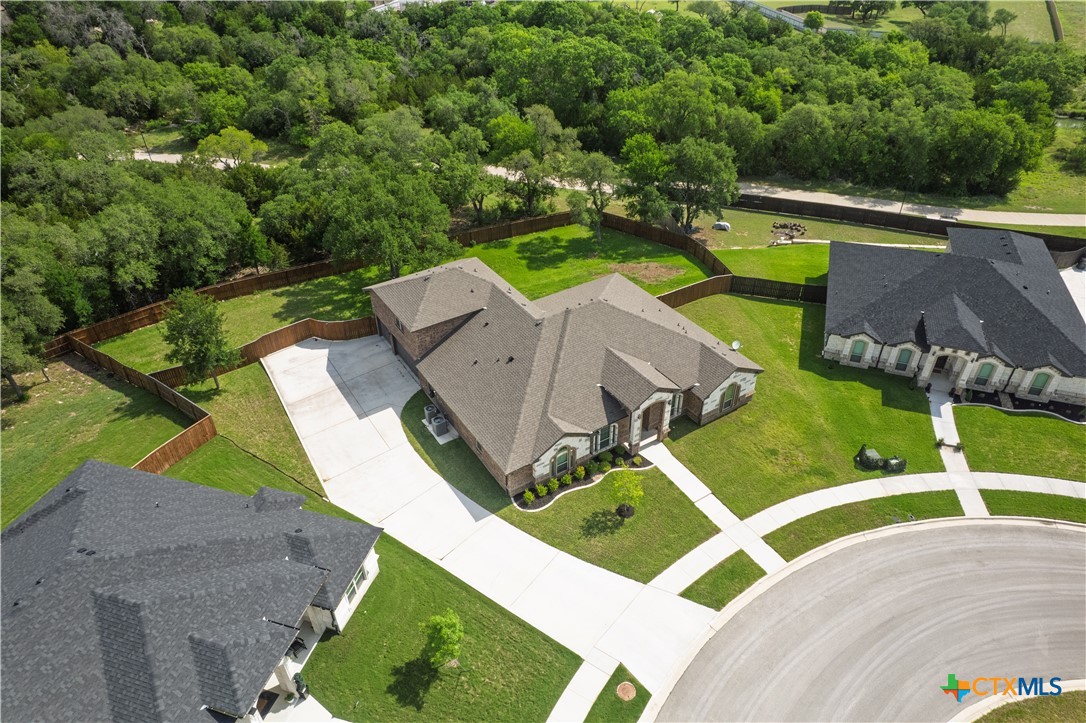 an aerial view of a house