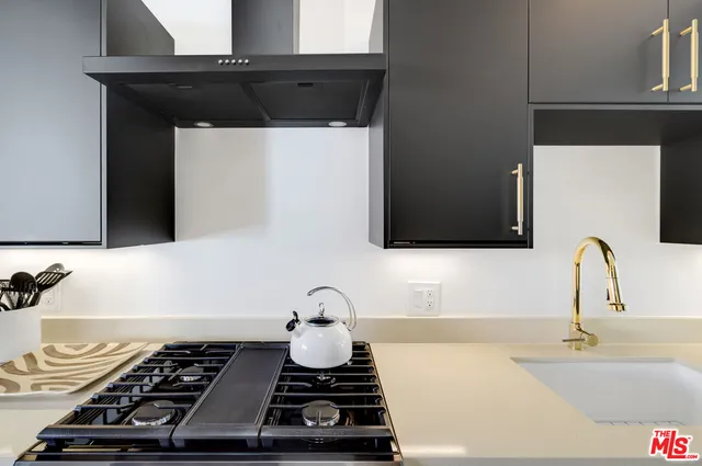 a bathroom with a sink a mirror and a potted plant