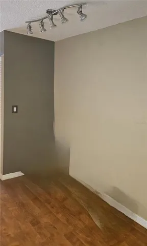 an empty room with a workbench