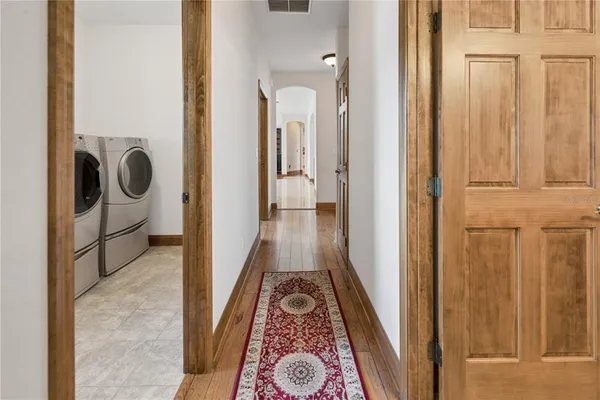 a view of a swimming pool with an outdoor space